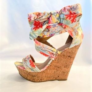 Zigi Soho Sandee Cork Wedge Floral Sandals Sz 10